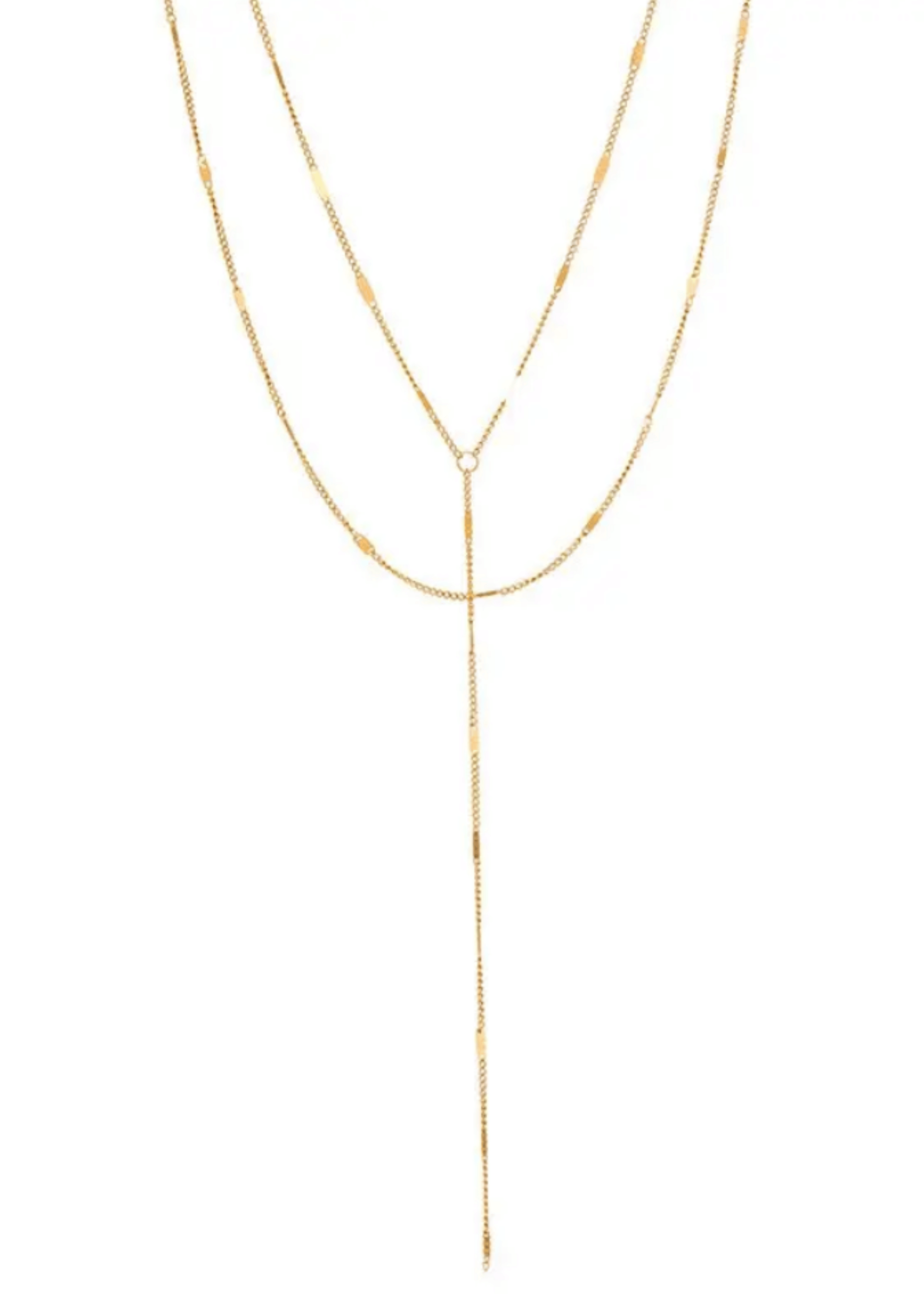 feine zweiteilige Halskette gold auf weissem Hintergrund