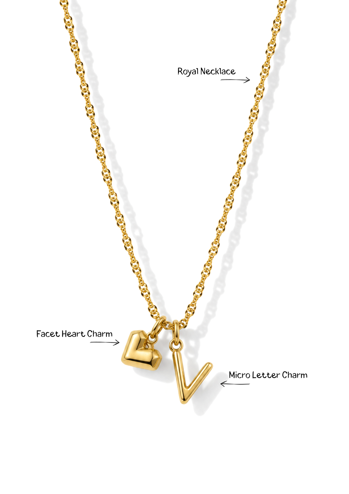 Facet Heart Charm I Gold