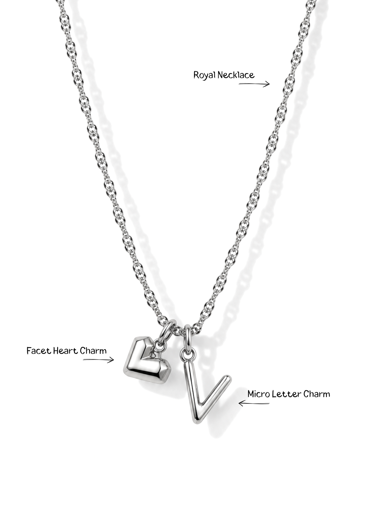 Facet Heart Charm I Silber
