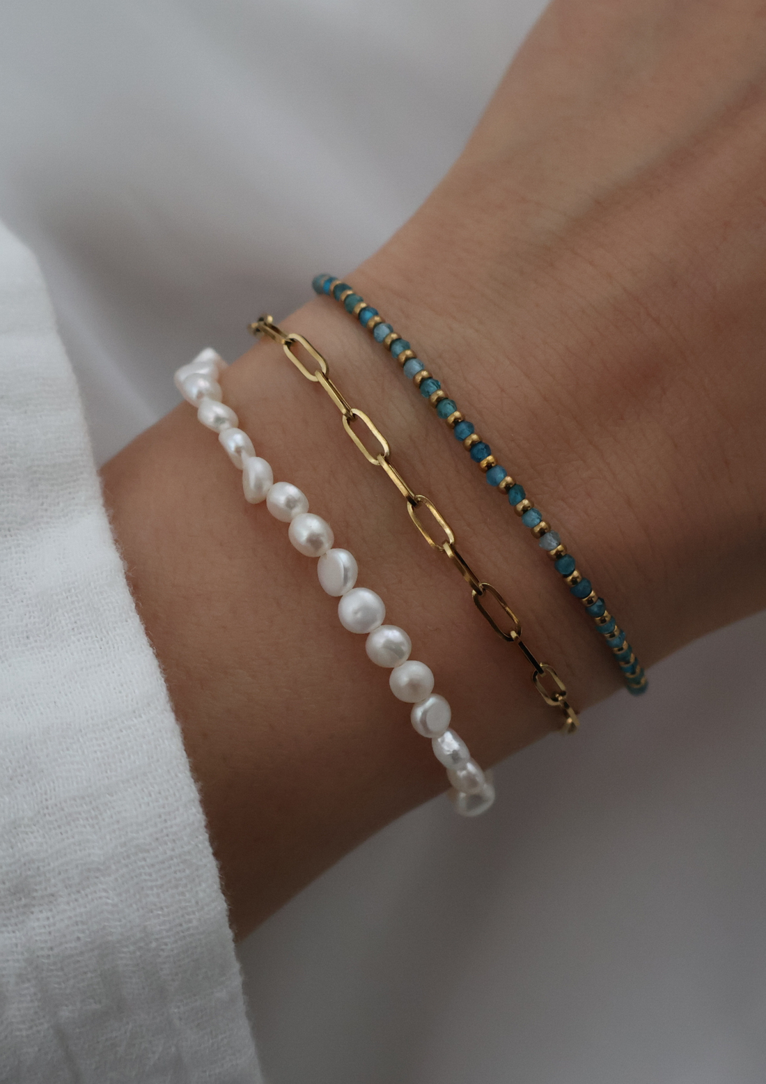 Aqua mini Armband I Gold