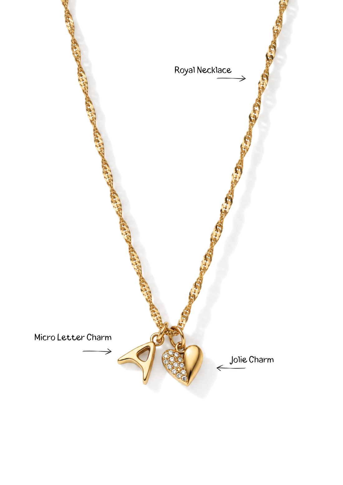 Micro Letter Charm I Gold