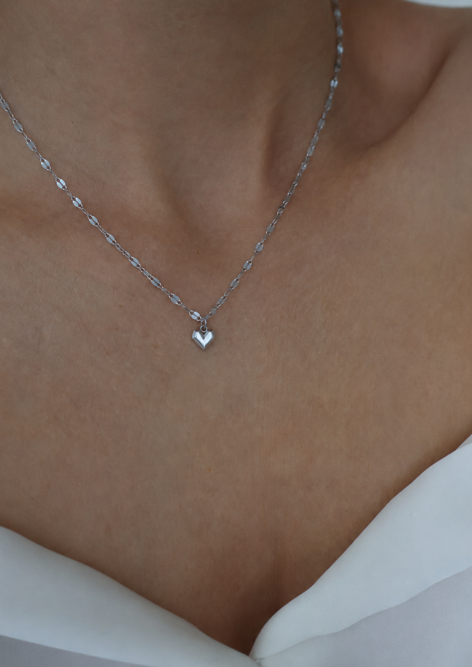 Facet Heart Charm I Silber