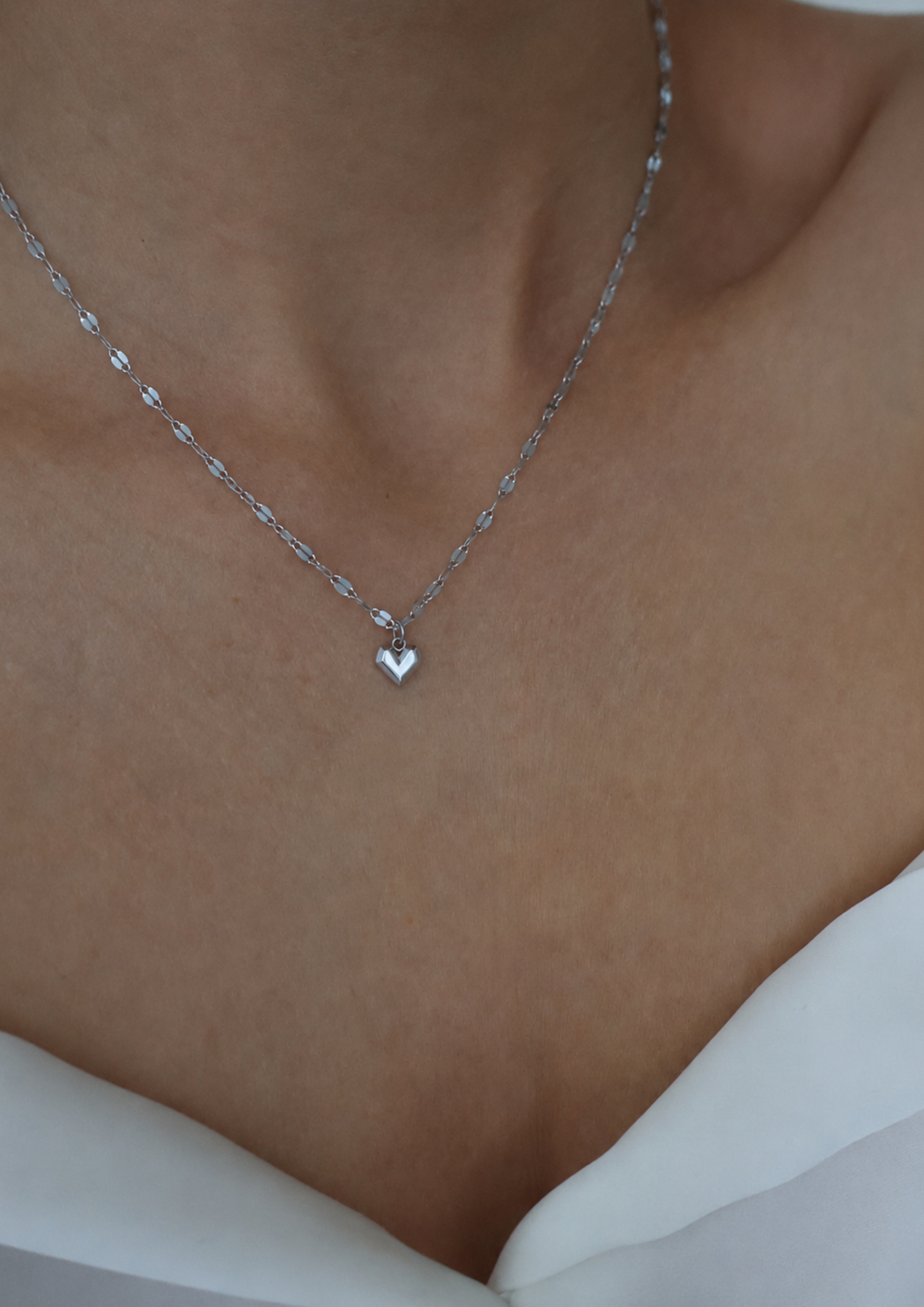 Facet Heart Charm I Silber