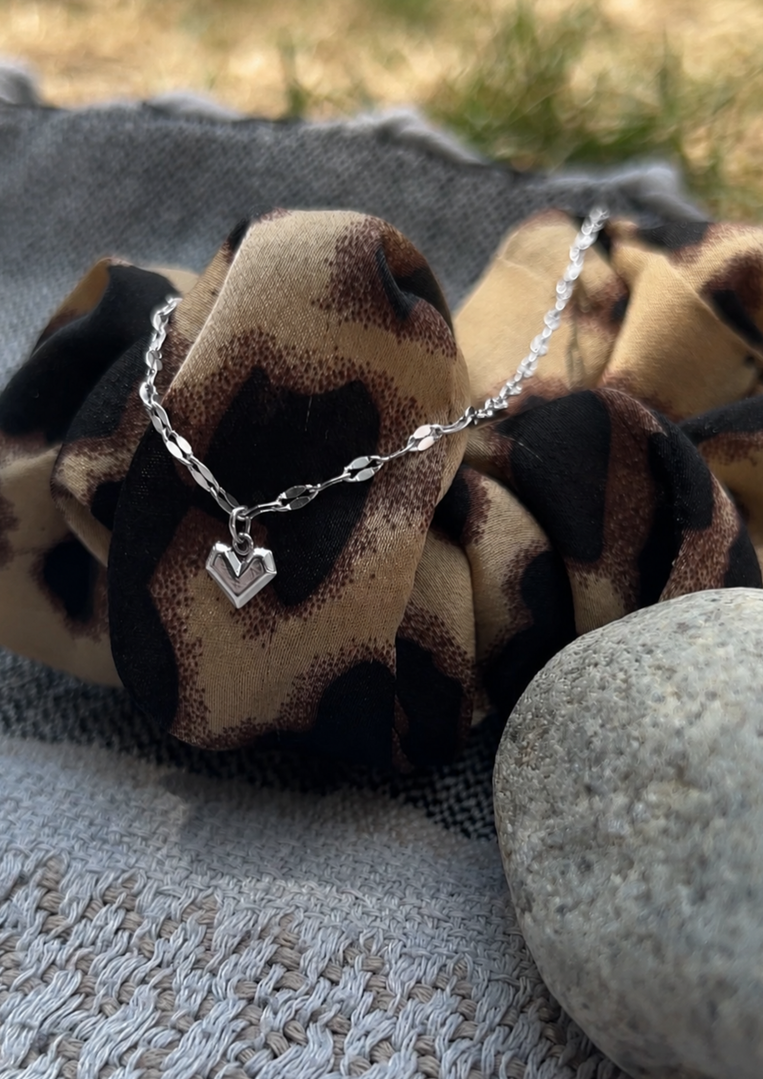 Facet Heart Charm I Silber